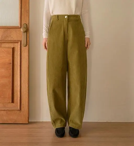 6DA32388CW_커브핏 라벨포켓 골덴팬츠