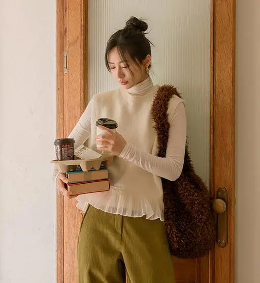 6DA32387CW_네르 쉬폰셔링 니트조끼