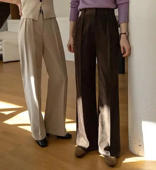 4DA32396NN_벨로즈 밴딩 기모 와이드 슬랙스