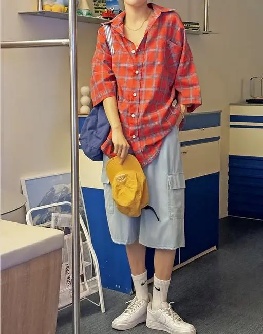 센틱 체크 루즈핏셔츠