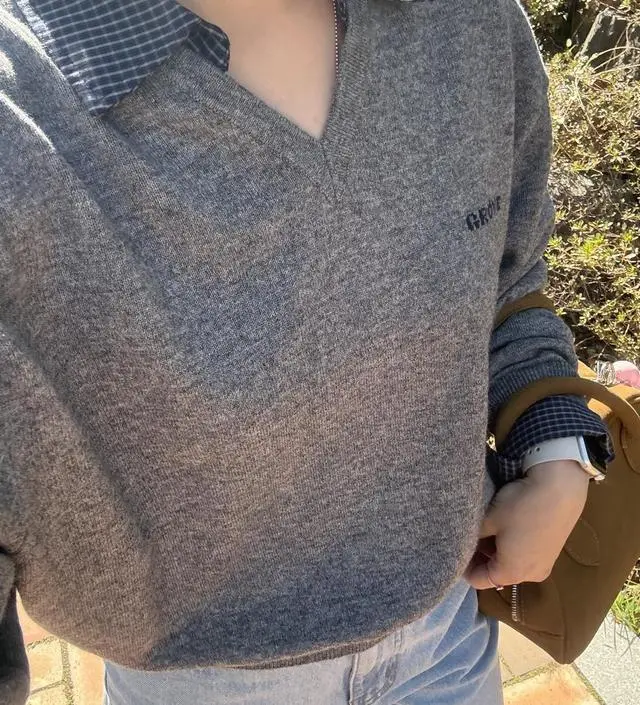 GROVE グローブ EVIE CHECK COLLAR KNIT ピンク 韓国 ☆2025FW新作☆GROVE☆EVIE CHECK COLLAR KNIT (GROVE/ニット