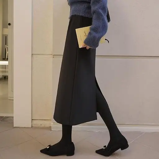 8OA0632AA_[JUST BETTER] 치즈 스판 밍크안감 스커트