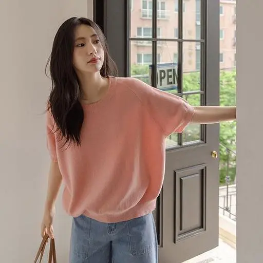 5OA0700JJ_[JUST BETTER] 편안한핏 린넨 트임라벨 반팔니트