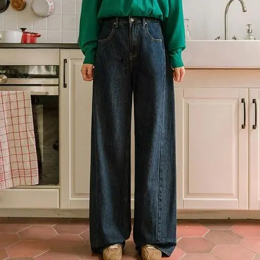 6DA31866JJ_커버핏 사선절개 와이드진(숏/기본/롱) 4계절/기모 선택가능