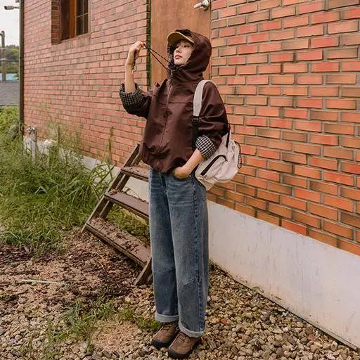 5DA32003NN_아웃도어 체크배색 후드점퍼