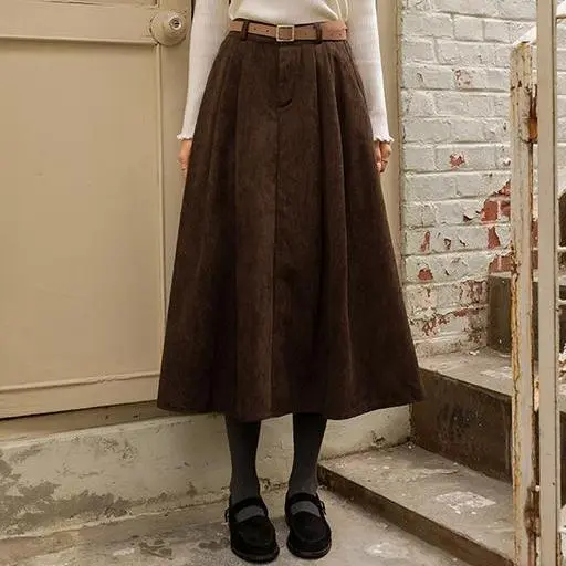 브리 뒷밴딩 골덴스커트(벨트SET)