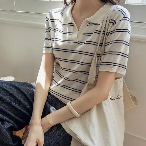 [👕고민말고/여름딱] 에딘 트임카라 줄지 린넨니트