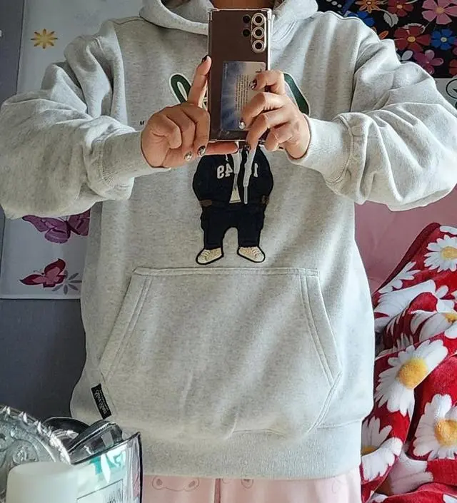 Steve Boucle Patch Hoodie(Brushed) - 후아유닷컴